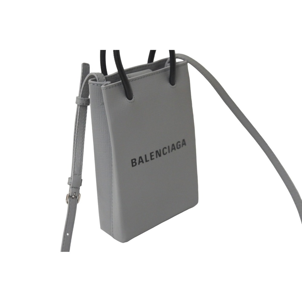 BALENCIAGA shoulder bag shopping phone holder gray leather - Picture 4 of 10